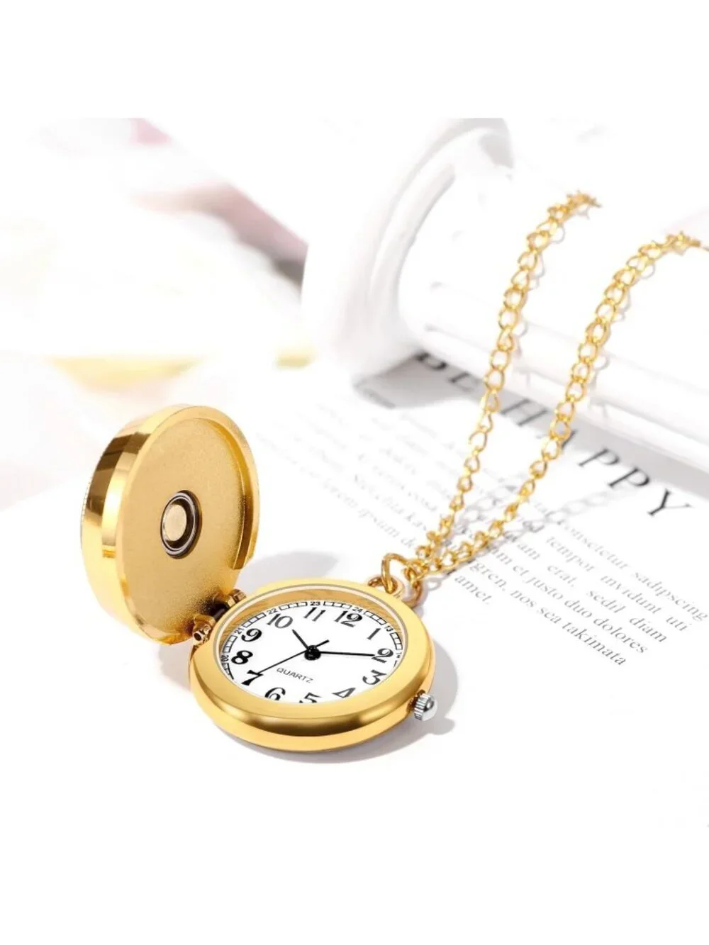 Women's Gold Analog Quartz Birds Vintage Pendant Necklace Chain Pocket Watch